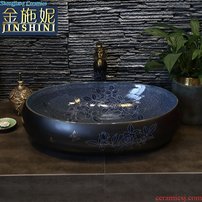 Ceramic art basin on its oval sink European contracted toilet lavatory marble basin