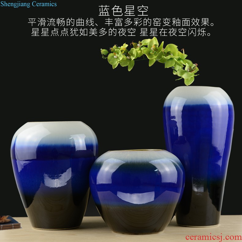 Jingdezhen ceramics kiln vase three-piece new Chinese flower arranging home furnishing articles sitting room adornment handicraft