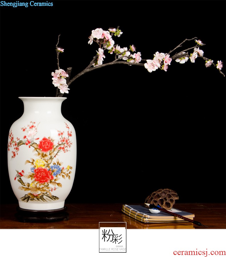 Jingdezhen ceramics lad peach thin foetus vases, flower arranging furnishing articles furnishing articles home sitting room adornment rich ancient frame