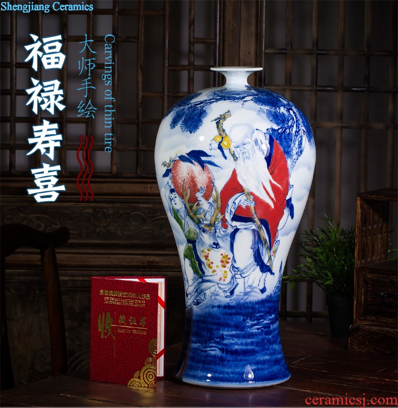 Jingdezhen ceramics Chinese antique hand-painted flower vase household porch rich ancient frame sitting room adornment is placed