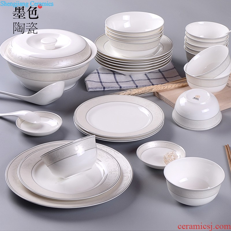 European style phnom penh dish suits home dish bowl chopsticks Jingdezhen ceramic dishes bone porcelain tableware suit jade