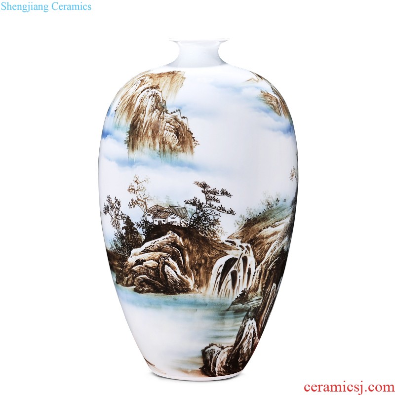 Ornamental LanYi product Master of jingdezhen ceramic hand-painted vases Songshan dangerously Home sitting room adornment is placed