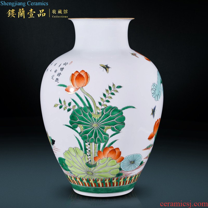 Jingdezhen blue and white ears flower arranging big ceramics imitation qing qianlong vase new Chinese style household adornment furnishing articles sitting room