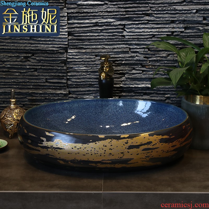 Jingdezhen ceramic stage basin sink elliptic toilet basin washing a face wash gargle household art basin