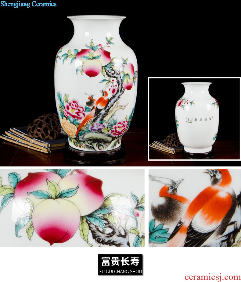 Jingdezhen ceramics lad peach thin foetus vases, flower arranging furnishing articles furnishing articles home sitting room adornment rich ancient frame