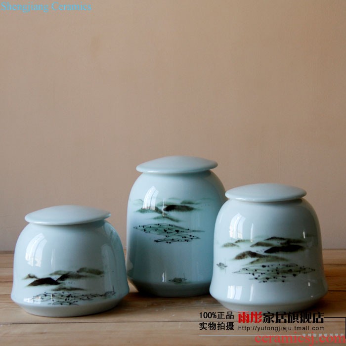 Rain tong home | jingdezhen ceramics European paint long round cans ceramic pot home sitting room porch house furnishing articles