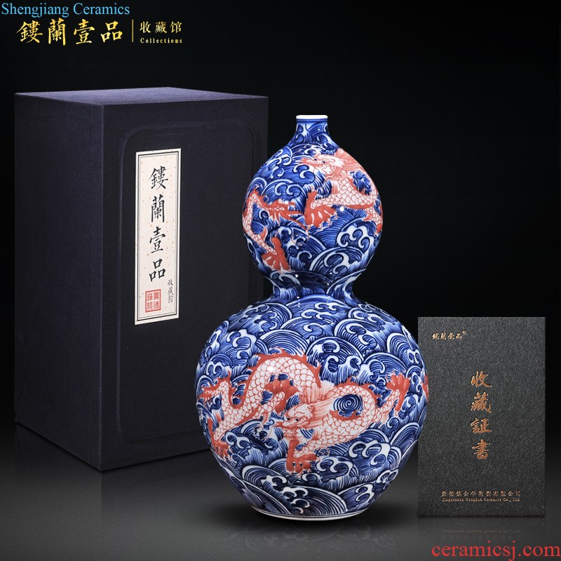 Jingdezhen ceramics archaize color bucket live grain big new Chinese style household hang dish plate hanging ornaments furnishing articles