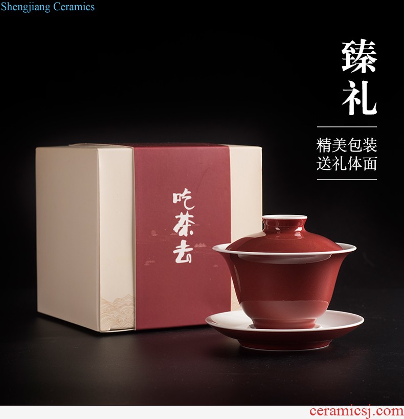 Them only three tureen suit jingdezhen ceramic cups thin body sample tea cup tea bowl glass cup gift box