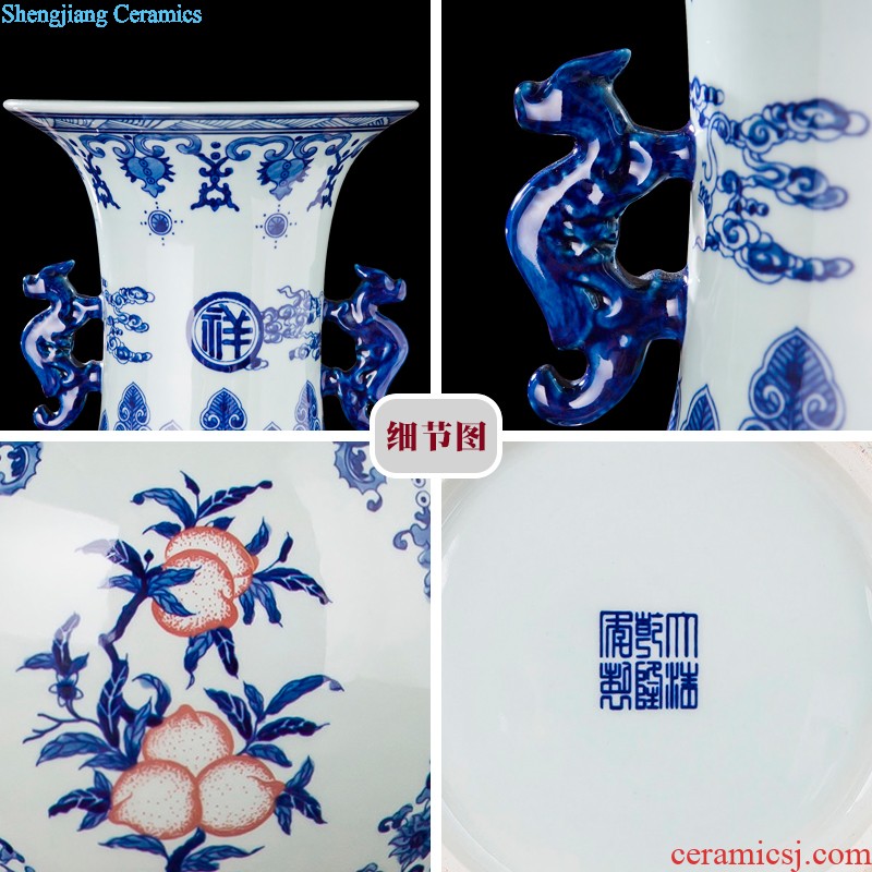 Famous master of jingdezhen ceramics hand-painted vases, flower arranging is lotus rhyme Chinese style household adornment furnishing articles