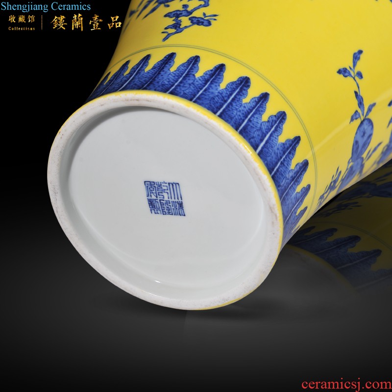 Jingdezhen ceramic imitation of qianlong emperor kiln the blue paint powder enamel vase YingXiWen lantern sitting room adornment is placed