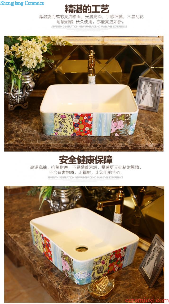 Post, neat square on the art of jingdezhen ceramic bowl lavatory sink basin peony square yellow gold