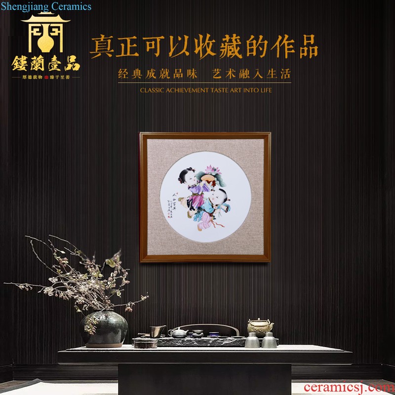 Jingdezhen ceramics hand-painted decorative hanging dish Chinese style living room TV cabinet home decoration wedding gifts furnishing articles