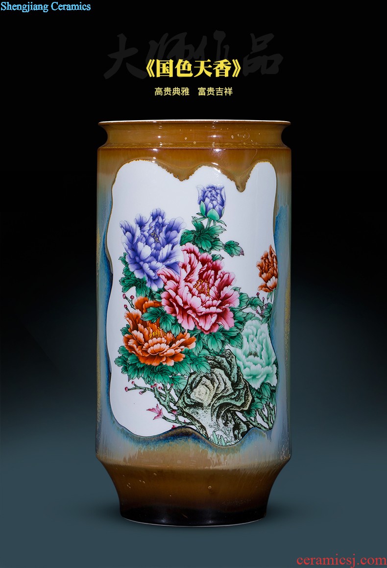 Jingdezhen ceramics famous hand-painted flower arranging device of blue and white porcelain vase furnishing articles rich ancient frame sitting room decoration