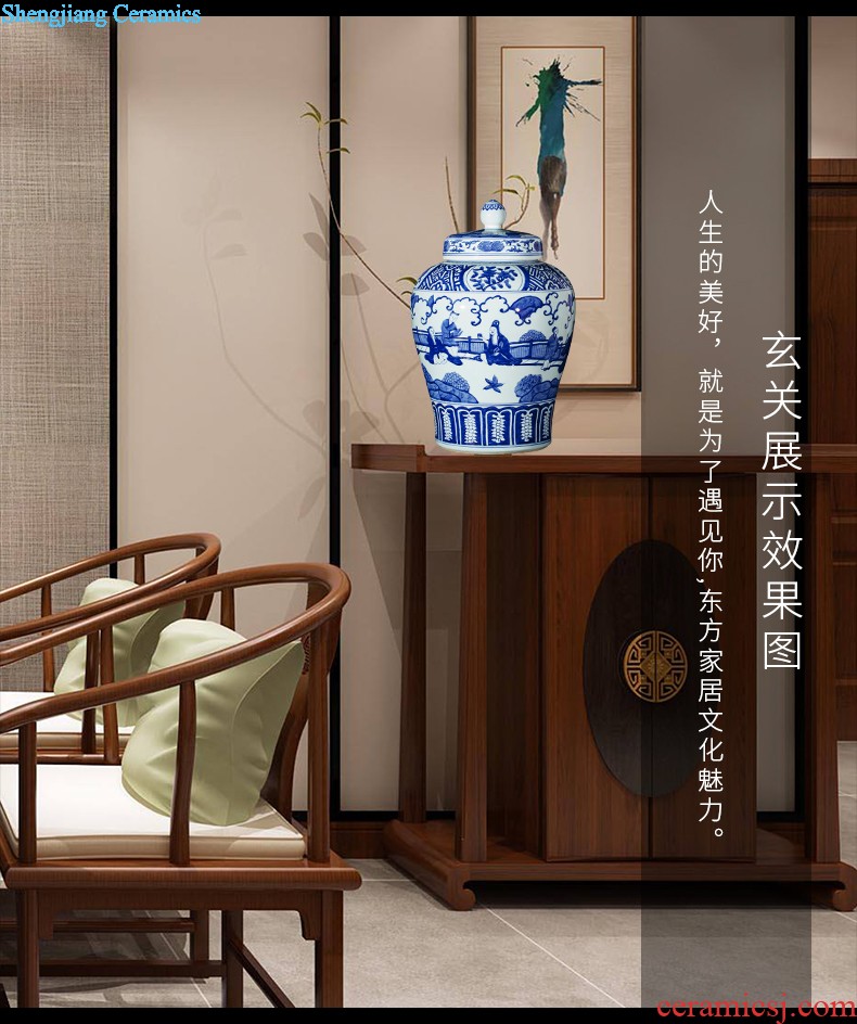 Jingdezhen ceramics hand large blue and white porcelain vase splendid furnishing articles was Chinese style living room hotel decoration