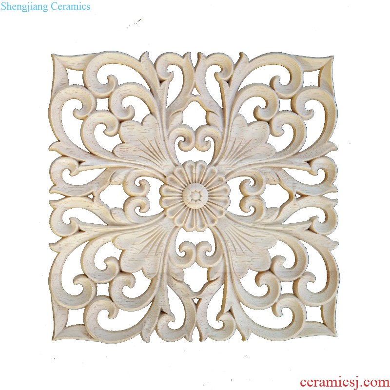 Wood carving flower square of carve patterns or designs on woodwork furniture decoration rectangle artical decals Roman chapiter bracket solid wood strips