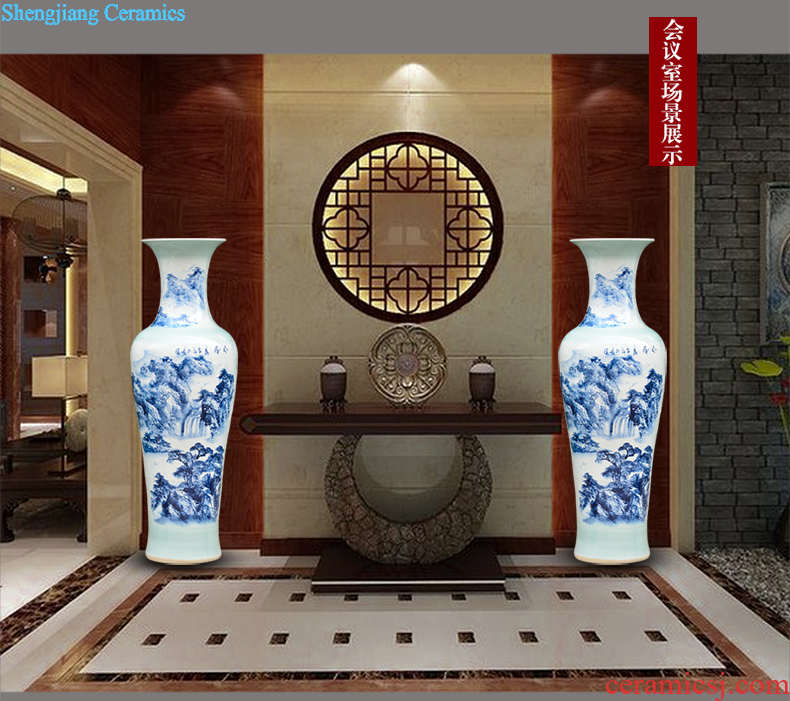 Jingdezhen ceramics ears vases, flower arranging archaize sitting room porch decoration of Chinese style household furnishing articles of blue and white porcelain