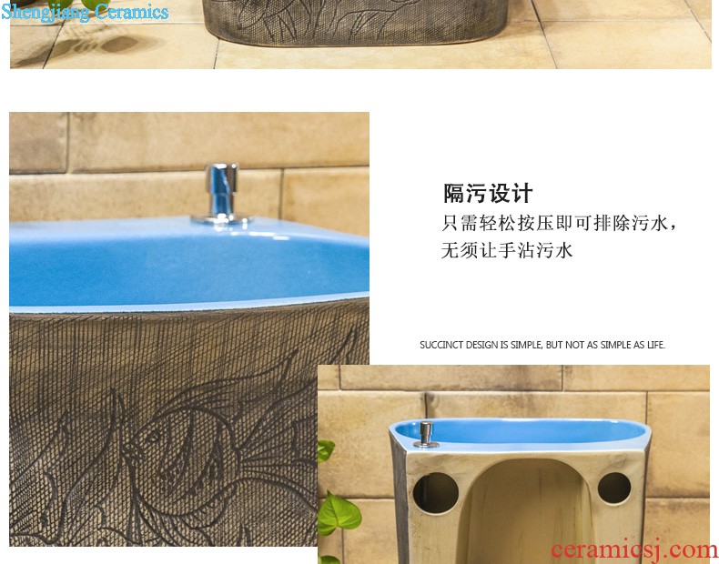 Koh larn, neat hand-drawn square stage basin ceramic lavabo art of the basin that wash a face basin sinks green lotus