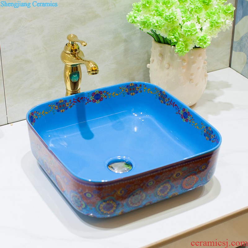 Koh larn, qi stage basin to square the basin that wash a face the sink ceramic sanitary ware art basin yellow butterfly flower