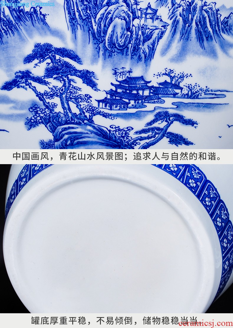 Jingdezhen ceramics antique blue-and-white bound branch lotus bottles of Chinese classical large Angle of the sitting room a few adornment furnishing articles