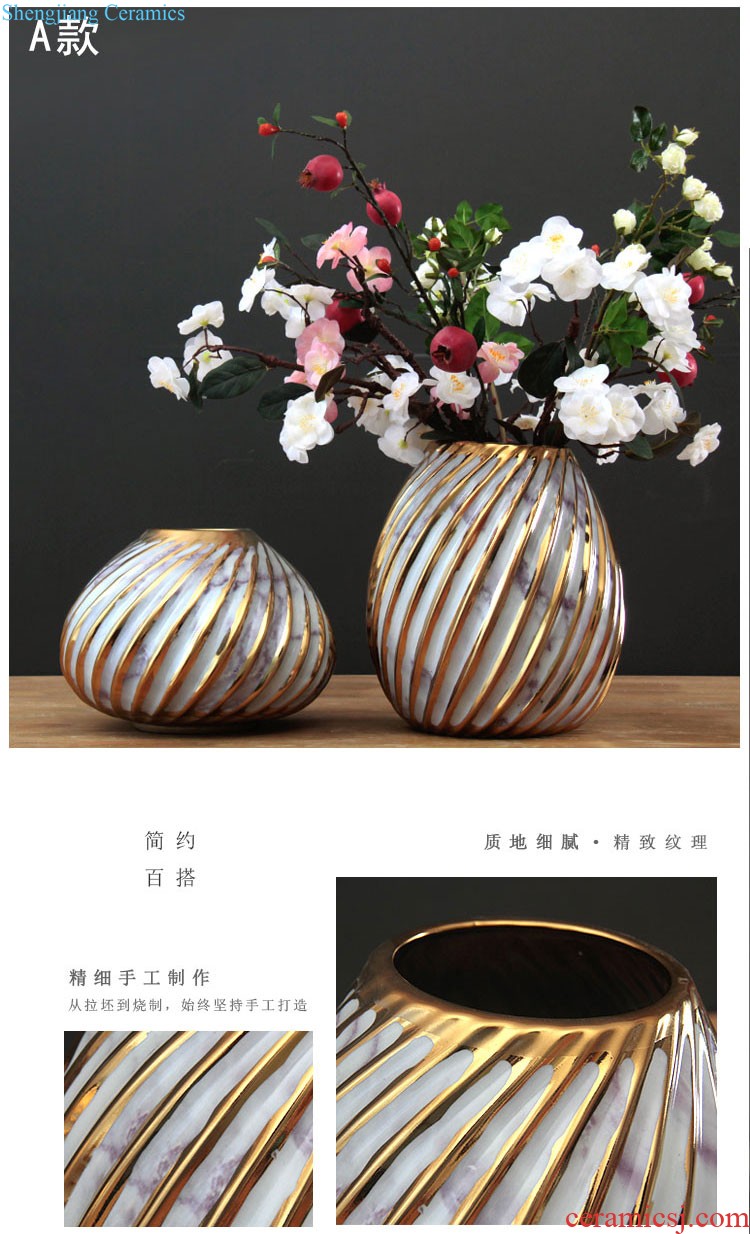 New Chinese style ceramic vase simulation flower art furnishing articles Creative TV ark flower arrangement Sky blue glaze porcelain decoration