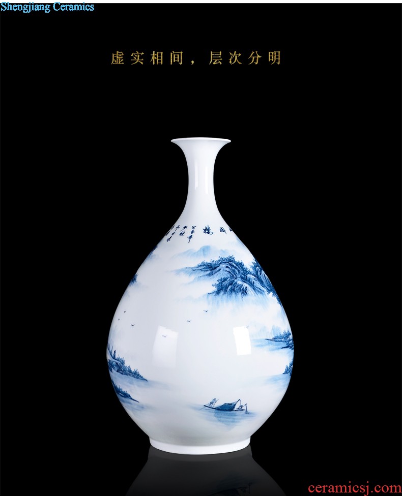 D2 jingdezhen ceramics binaural high landing big vase furnishing articles flower arranging archaize sitting room decoration home decoration