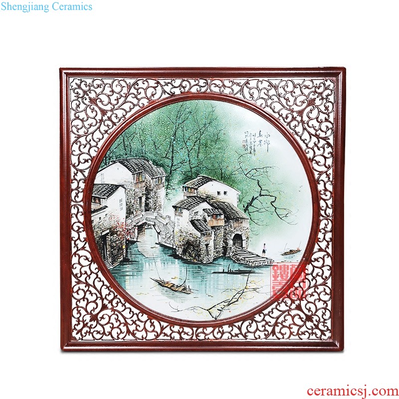 Jingdezhen ceramic hand-painted powder enamel porcelain plate painter of mural hall to hang in the living room decoration furnishing articles