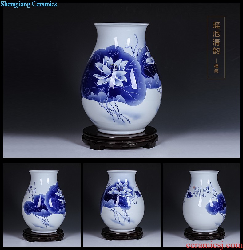 Jingdezhen ceramics Shadow blue variable color glaze vase flowers Fashion contracted home sitting room adornment is placed