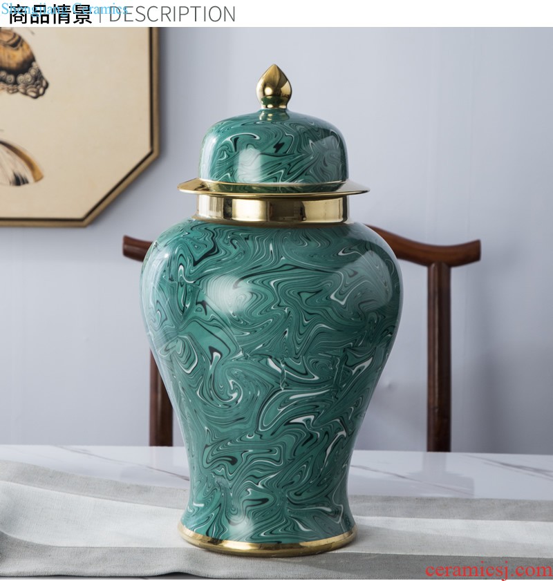 Jingdezhen ceramics celadon vase carving flower arrangement sitting room home pottery soft adornment restoring ancient ways furnishing articles