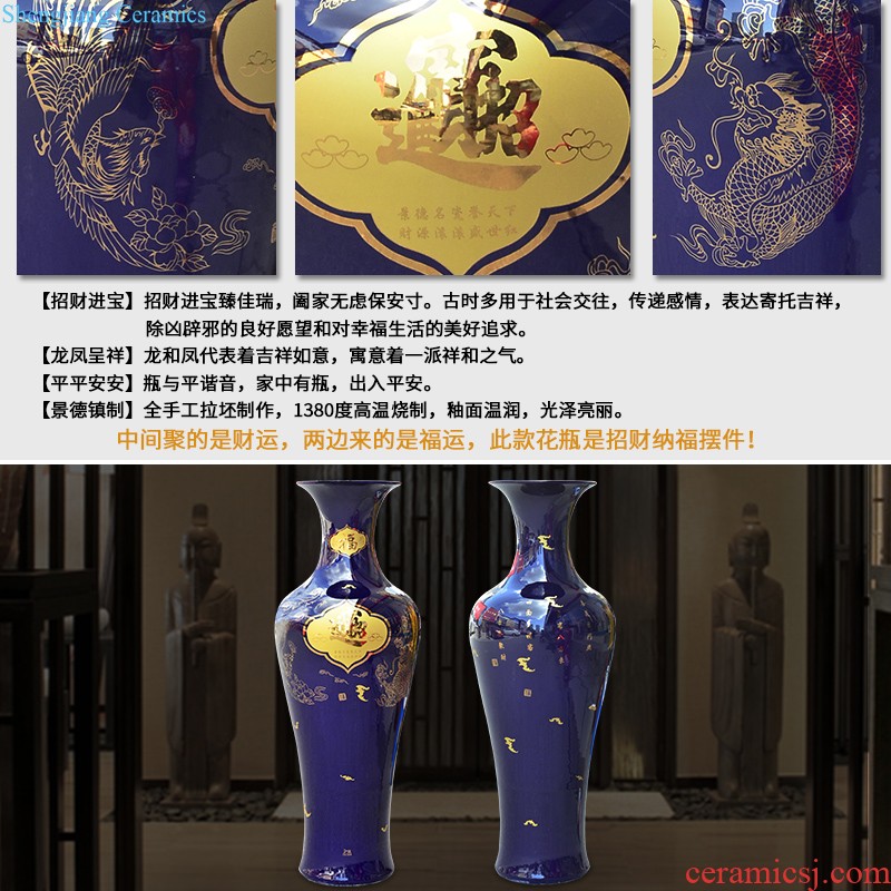 Jingdezhen ceramics yellow floret bottle of flower arranging furnishing articles of Chinese style living room TV cabinet household decorations arts and crafts