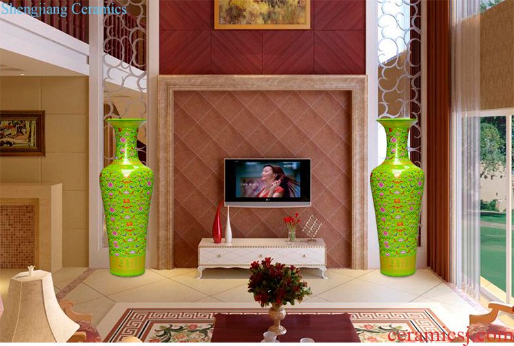 Jingdezhen ceramic hand-painted sitting room adornment is placed high quiver of large red vase word calligraphy and painting scroll cylinder