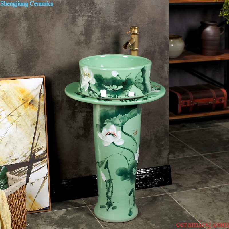 The sink pillar basin integrated ceramic basin of pillar type lavatory toilet column vertical floor balcony basin