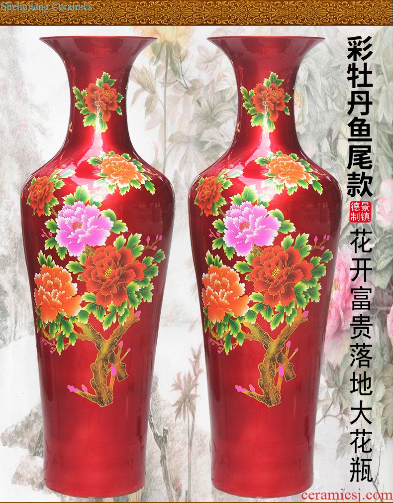 Jingdezhen ceramics red large vases, flower arranging Chinese style household adornment handicraft furnishing articles large living room