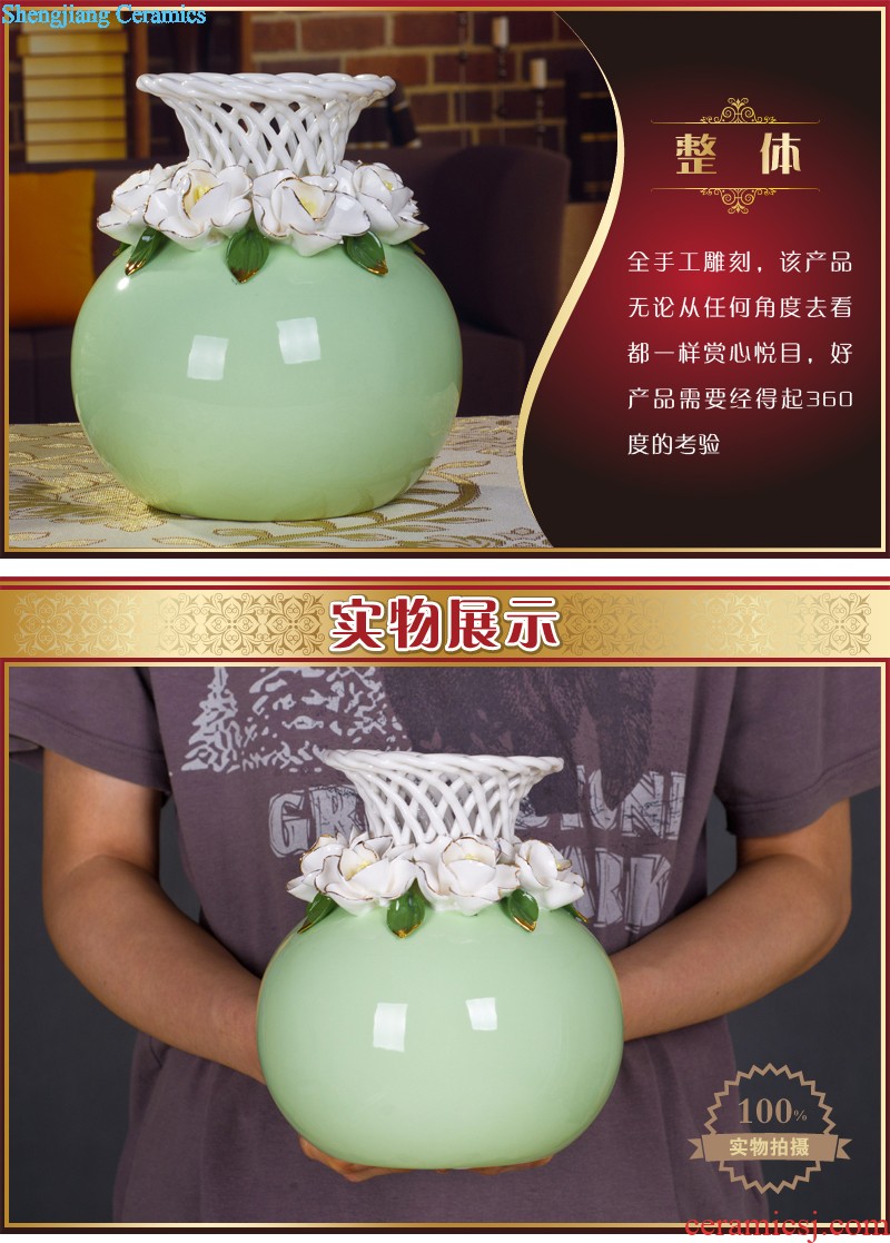 Jingdezhen ceramics hand-painted pastel antique imitation porcelain landing big vase qianlong year sitting room adornment is placed