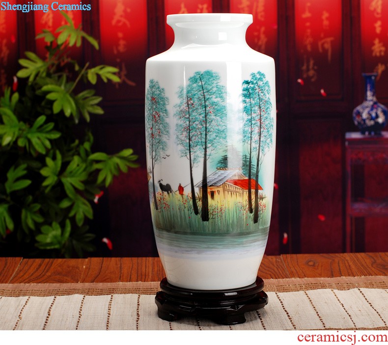 Hand-painted chrysanthemum patterns of blue and white porcelain of jingdezhen ceramics surface square vase furnishing articles study calligraphy and painting is received