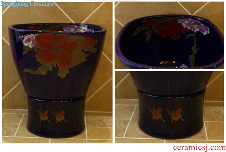 Koh larn, qi ceramic sanitary ware of toilet stage basin sink toilet lavatory basin hand-painted plum blossom