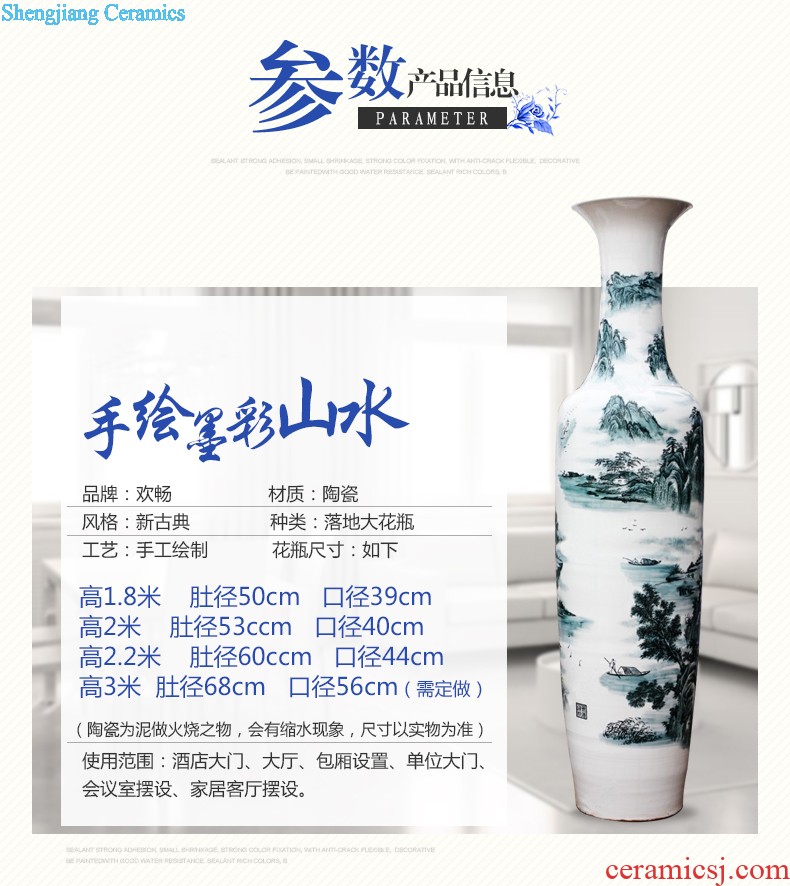 Jingdezhen ceramic large antique imitation Ming blue and white porcelain vase hand-painted home sitting room adornment handicraft furnishing articles