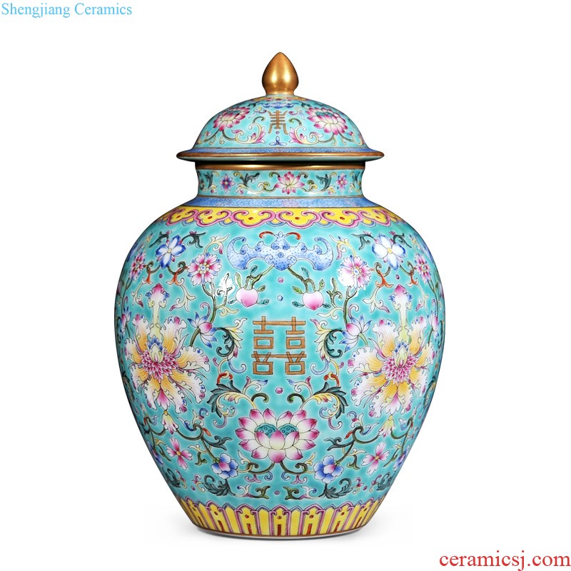 Jingdezhen imperial kiln chinaware imitation grilled qianlong pastel flowers best deer lines double ears sitting room collect adornment furnishing articles