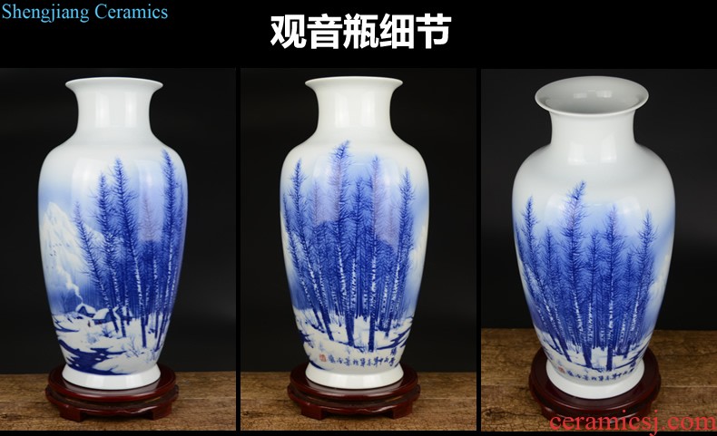 Jingdezhen ceramics Archaize peacock blue vase Chinese sitting room ark creative retro furnishing articles ornaments