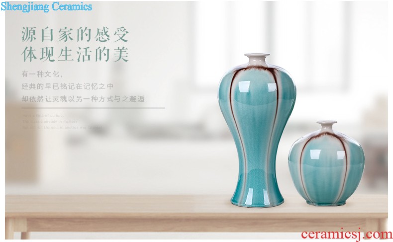 Jingdezhen ceramics vase furnishing articles powder blue glaze sweet grain ears and design the sitting room of Chinese style household ornaments