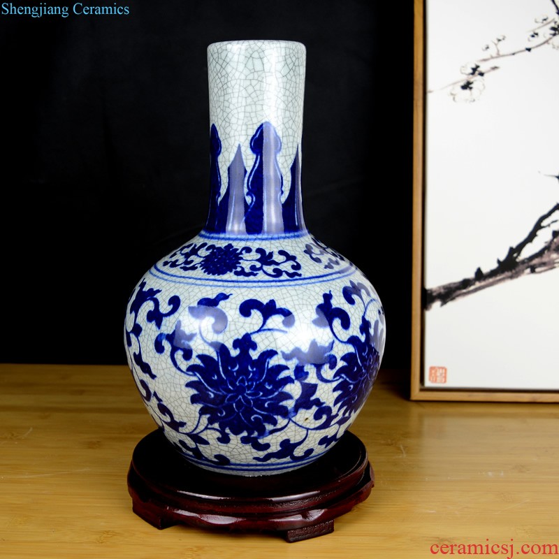 Jingdezhen ceramic Mediterranean style blues blue vase three-piece sitting room is contracted flower adornment furnishing articles