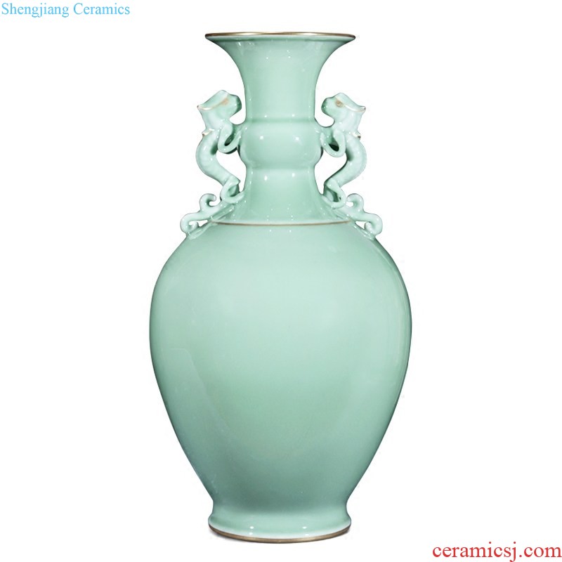 Jingdezhen blue and white color bucket alum red ceramics, Kowloon celestial big vase collection of Chinese style household decorative furnishing articles