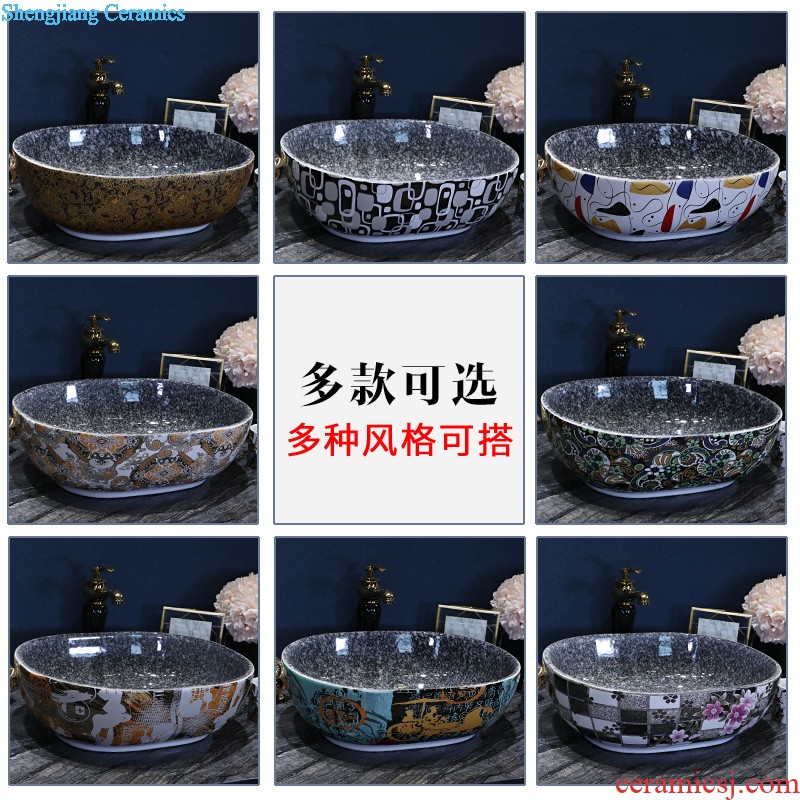 New Chinese style on the ceramic basin sink household toilet basin washing a face wash gargle oval art basin