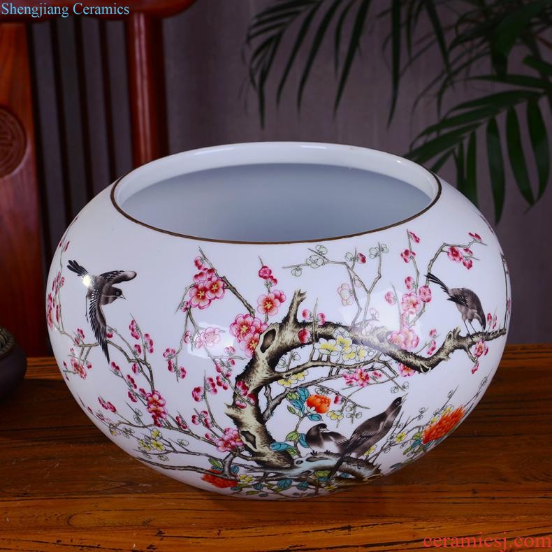 Large vase large hand-painted porcelain of jingdezhen ceramics new Chinese style household living room TV cabinet decoration