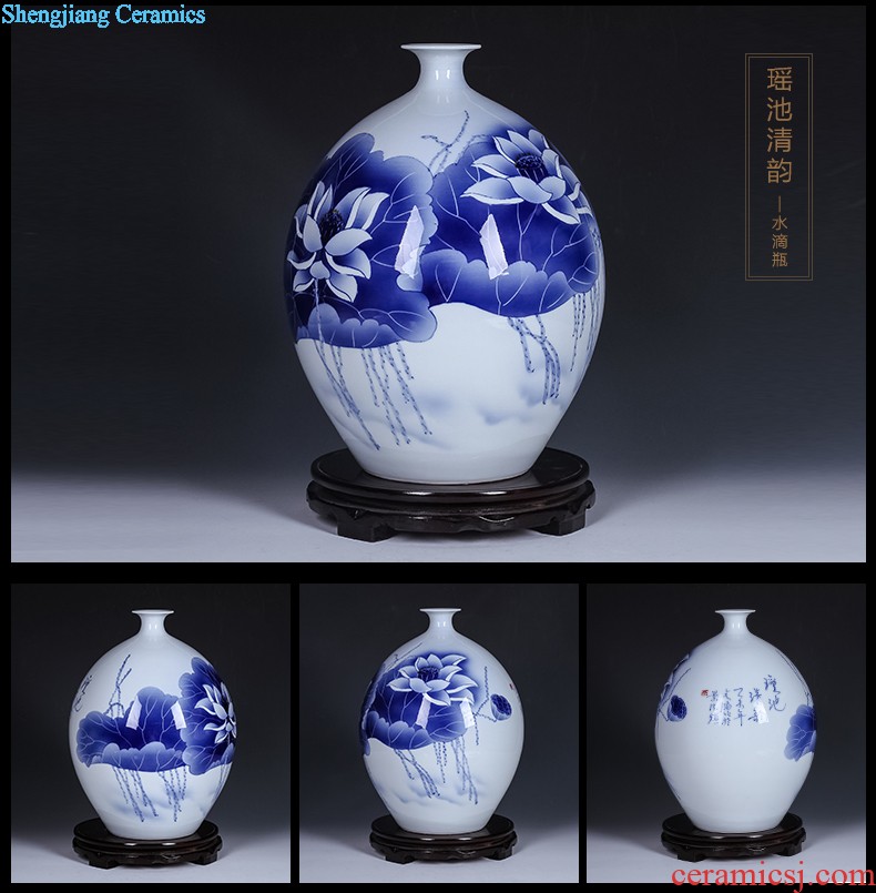 Jingdezhen ceramics Shadow blue variable color glaze vase flowers Fashion contracted home sitting room adornment is placed