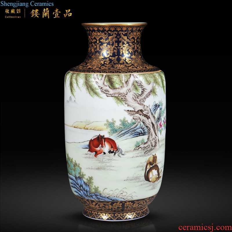 Jingdezhen imperial kiln chinaware imitation qianlong the blue colour and grain volume collection of mouth vase sitting room adornment furnishing articles