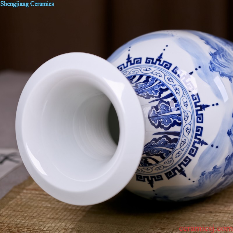 Jingdezhen ceramics furnishing articles Hand painted blue and white porcelain vase cloud castle peak New Chinese style home sitting room adornment