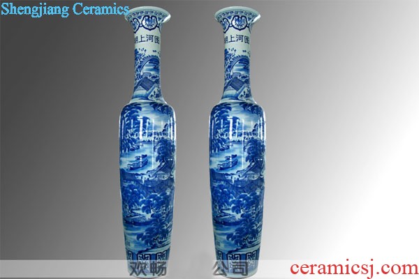 E045 jingdezhen ceramics powder enamel archaize floor big vase paddle dragon sitting room adornment is placed large