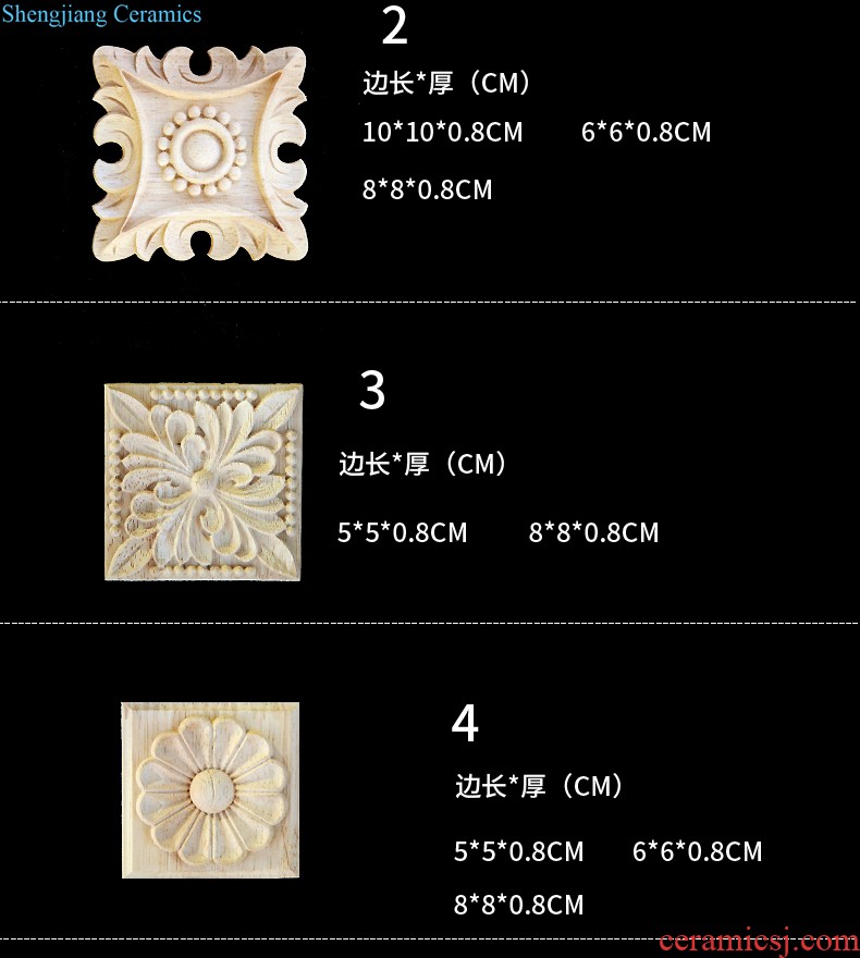 Wood carving flower square of carve patterns or designs on woodwork furniture decoration rectangle artical decals Roman chapiter bracket solid wood strips