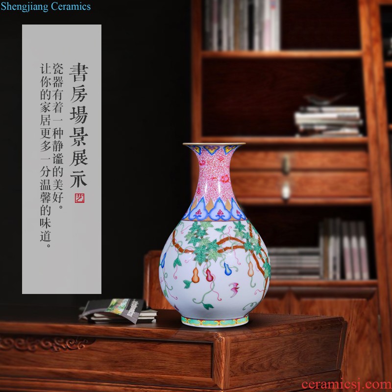 Jingdezhen ceramics hand-painted thin foetus flower vase porch sitting room of Chinese style household decorative gift furnishing articles