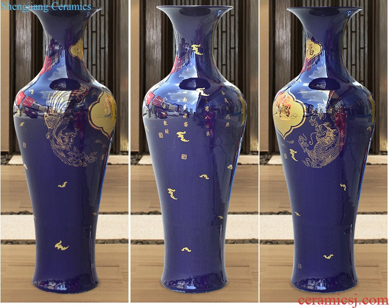 Jingdezhen ceramics yellow floret bottle of flower arranging furnishing articles of Chinese style living room TV cabinet household decorations arts and crafts